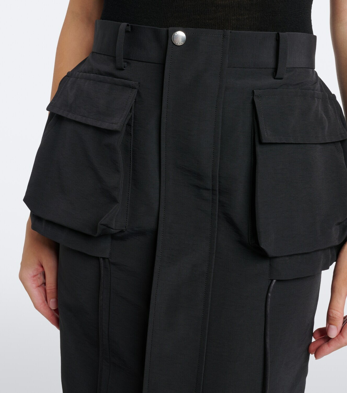 Sacai Cotton-blend zip-up midi skirt