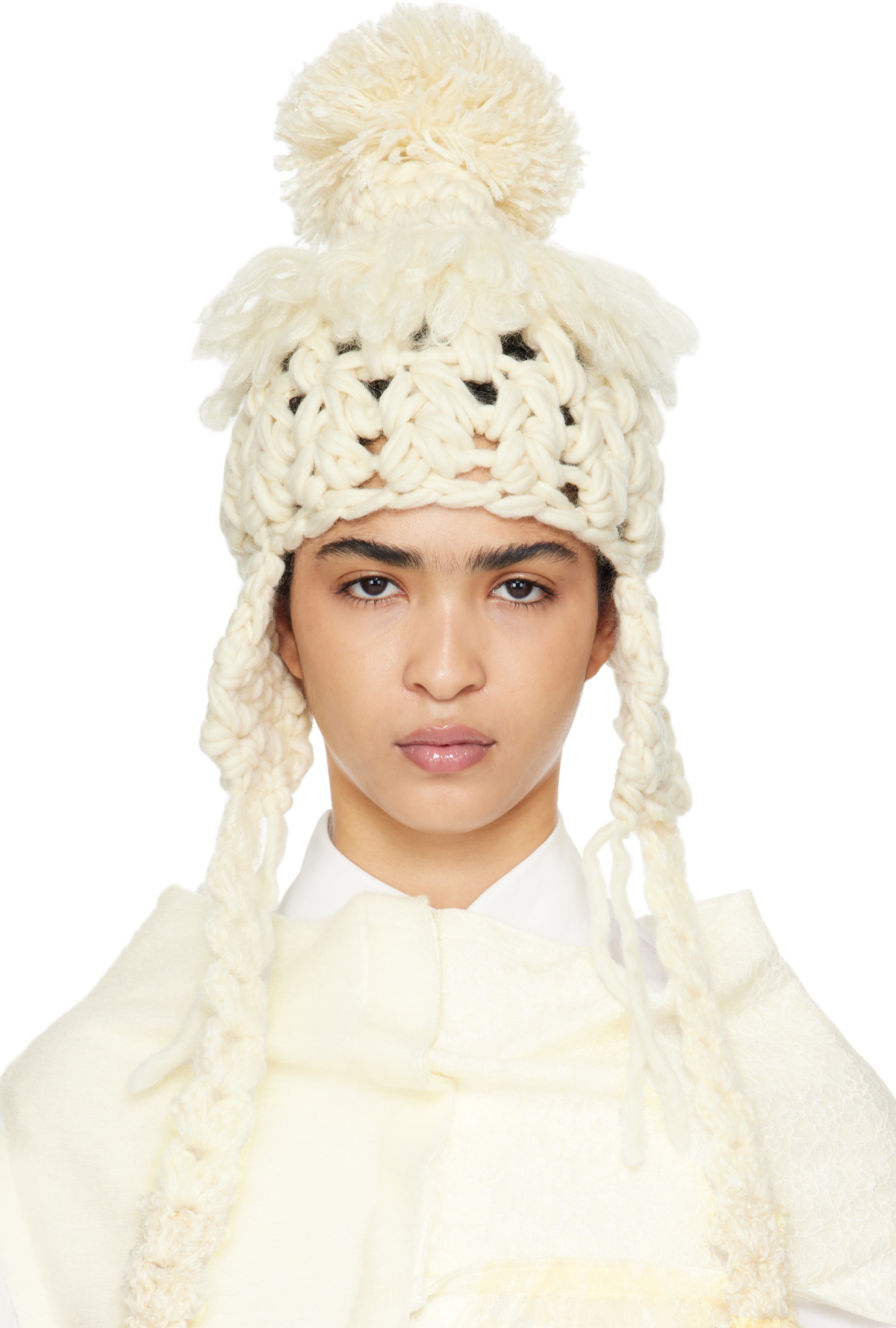 NWT Comme Des Garçons Off-White Wool Mix Rib Beanie NWT Comme Des Garçons Off-White Wool Mix Rib | Mercari main image 3