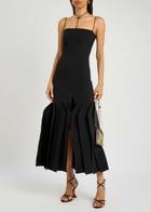 A.W.A.K.E Mode Lip Chocker Crepe Midi Dress Black