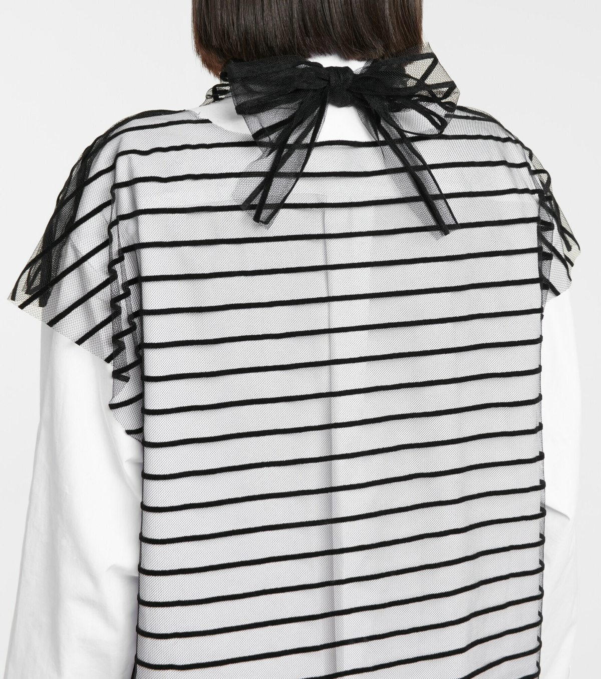Dries Van Noten - Striped mesh tie-neck top