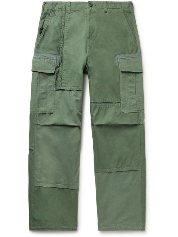 Photo: COMME DES GARÇONS HOMME - Garment-Dyed Cotton and Linen-Blend Cargo Trousers - Green