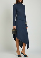Victoria Beckham Seersucker Fine-knit top Navy