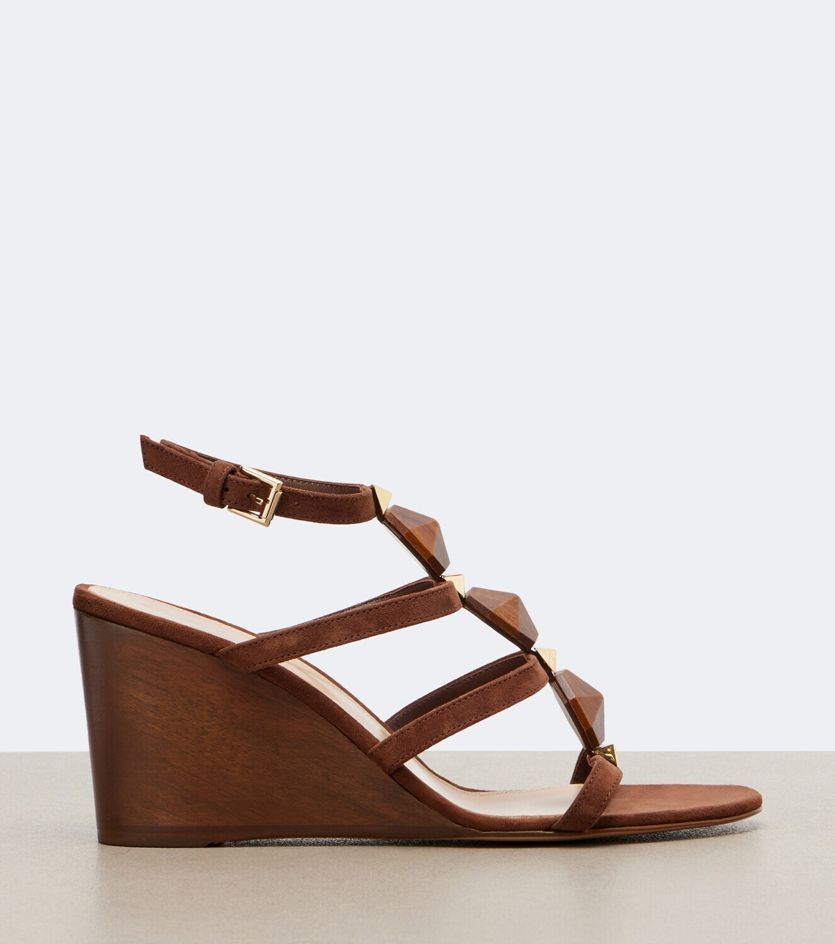 Gianvito Rossi Studded suede wedge sandals
