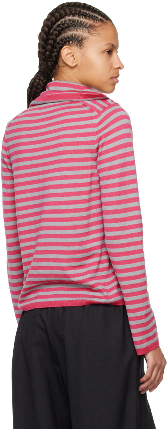 Comme des Garçons Girl Pink & Gray Striped Sweater