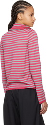 Comme des Garçons Girl Pink & Gray Striped Sweater