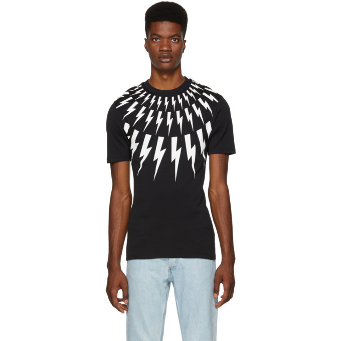 Photo: Neil Barrett Black Multi Lightning Bolt Logo T-Shirt