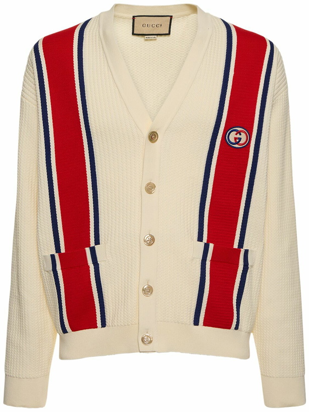 Photo: GUCCI - Logo Patch Cotton Cardigan