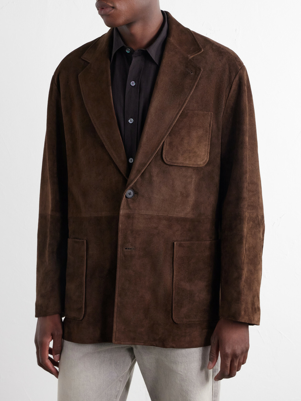 ssstein - Panelled Suede Blazer - Brown