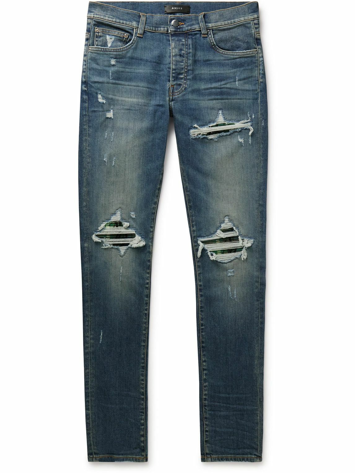 AMIRI - MX1 Skinny-Fit Panelled Distressed Jeans - Blue Amiri