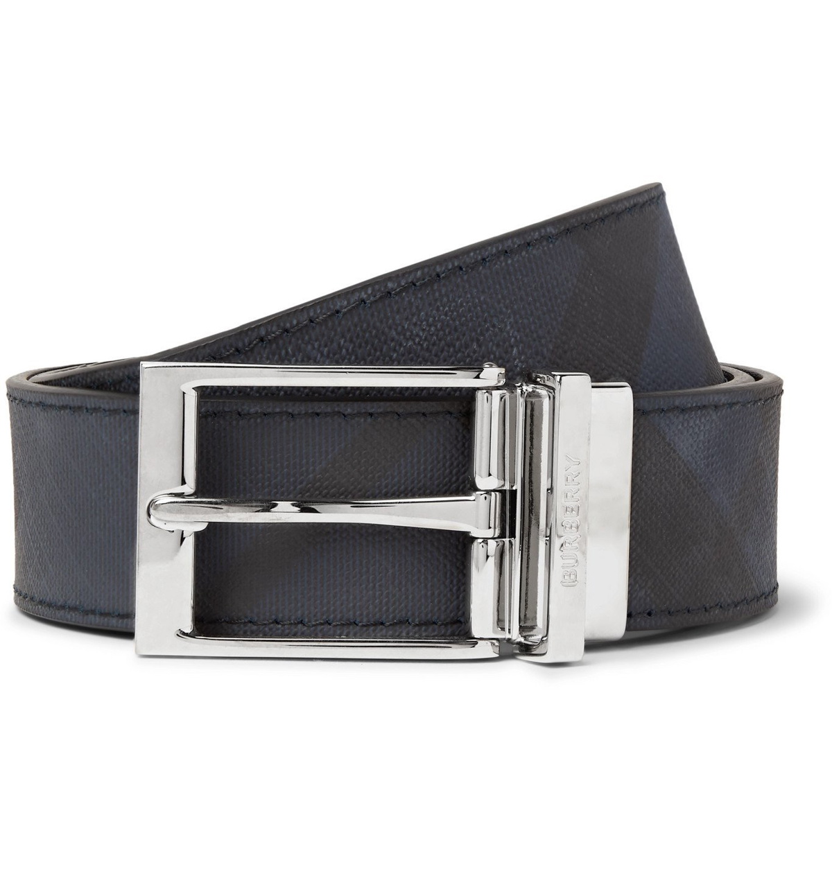Burberry Reversible Check E-Canvas & Leather Belt