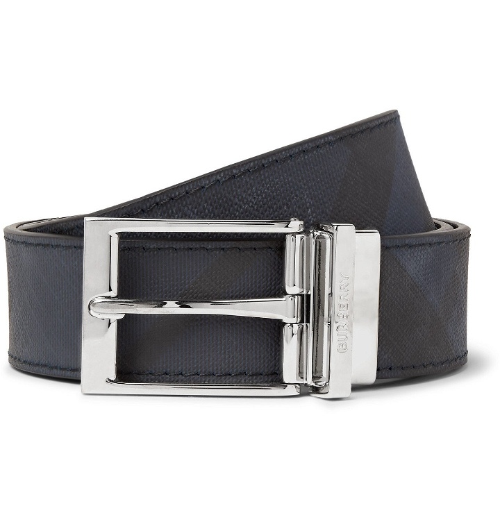 Photo: BURBERRY - 3.5cm Reversible Coated-Canvas and Leather Belt - Blue