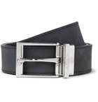 BURBERRY - 3.5cm Reversible Coated-Canvas and Leather Belt - Blue