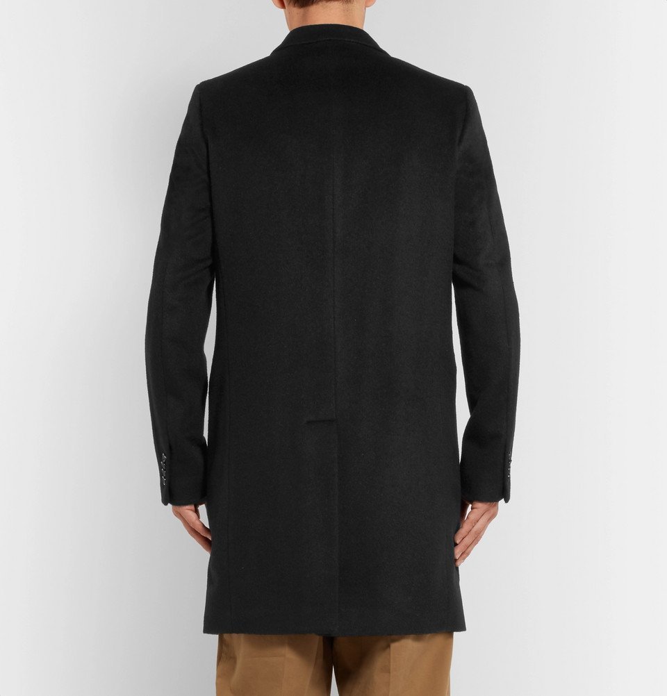 Men's black overcoat slim on sale fit