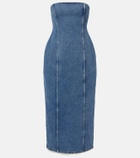 Magda Butrym Crochet-trimmed denim midi dress
