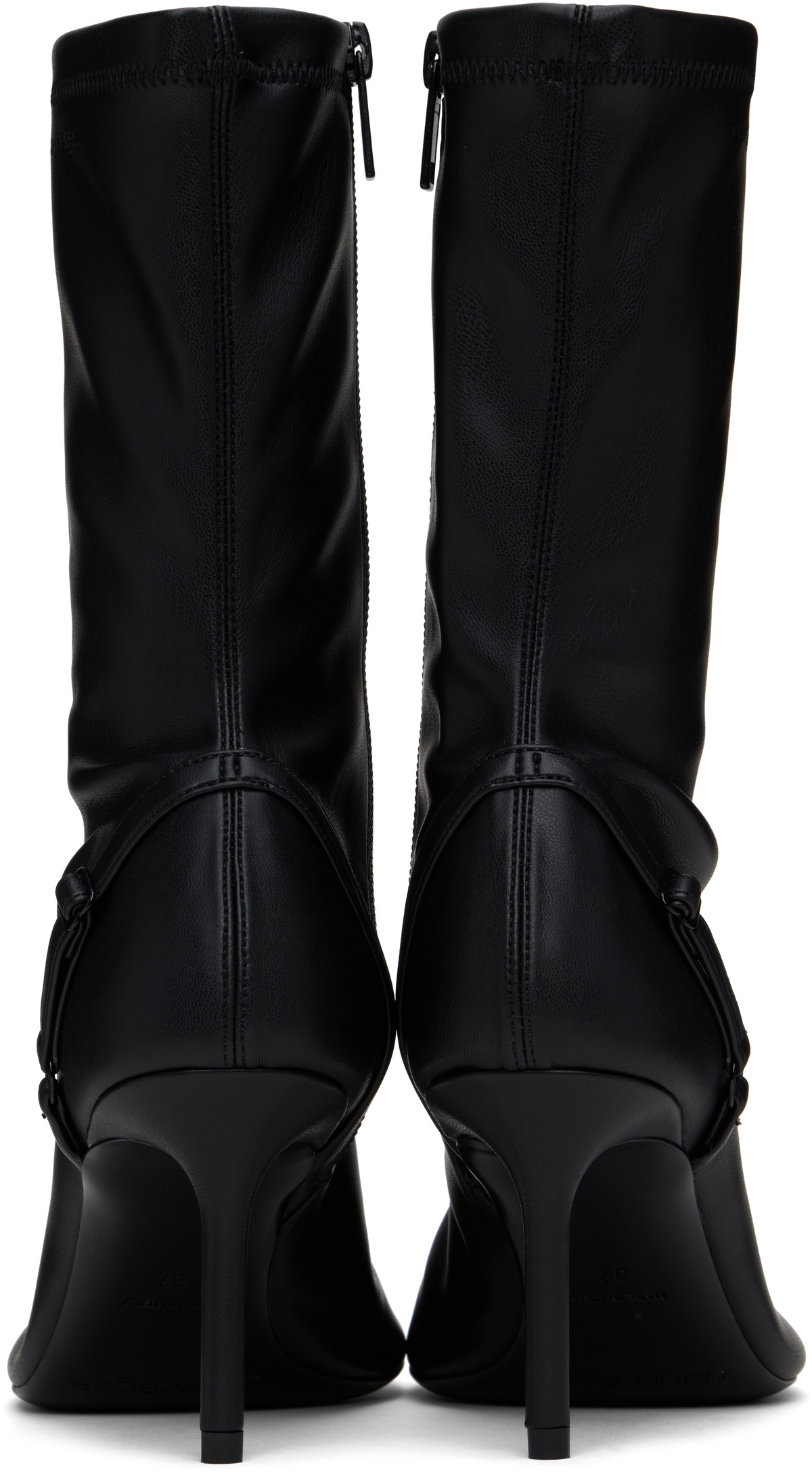 ショートブーツ・ブーティ Courreges Black Leather Ankle Boots Courrèges Black Oblique Stretch Leather Effect Ankle Boots