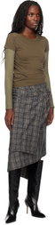 R13 Gray Wrap Midi Skirt