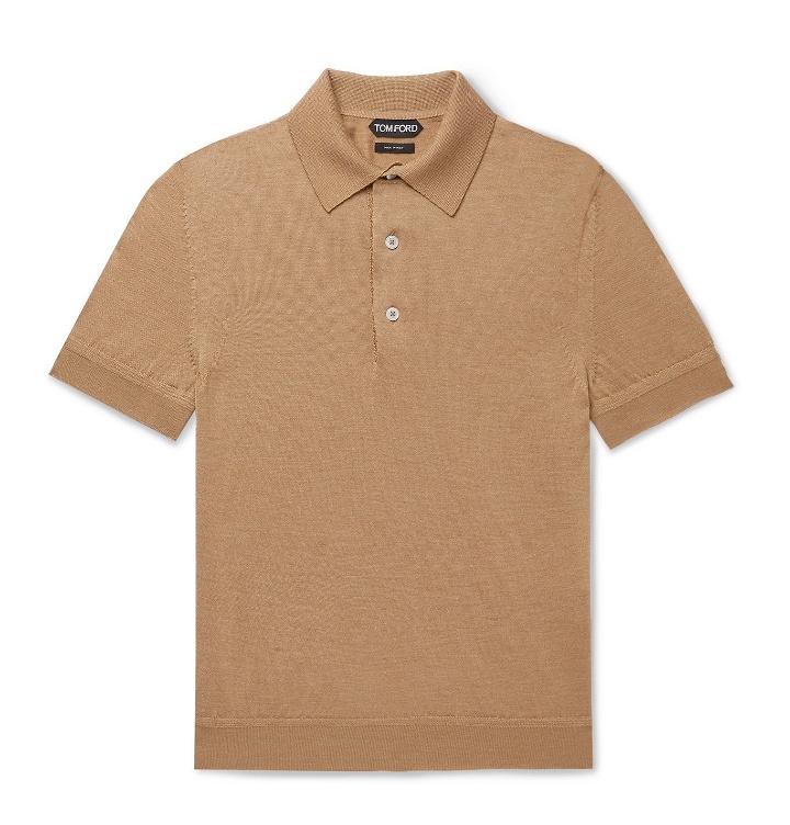 Photo: TOM FORD - Cashmere and Silk-Blend Polo Shirt - Neutrals