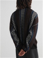 Off-White - Appliquéd Wool-Blend Jacquard Sweater - Blue