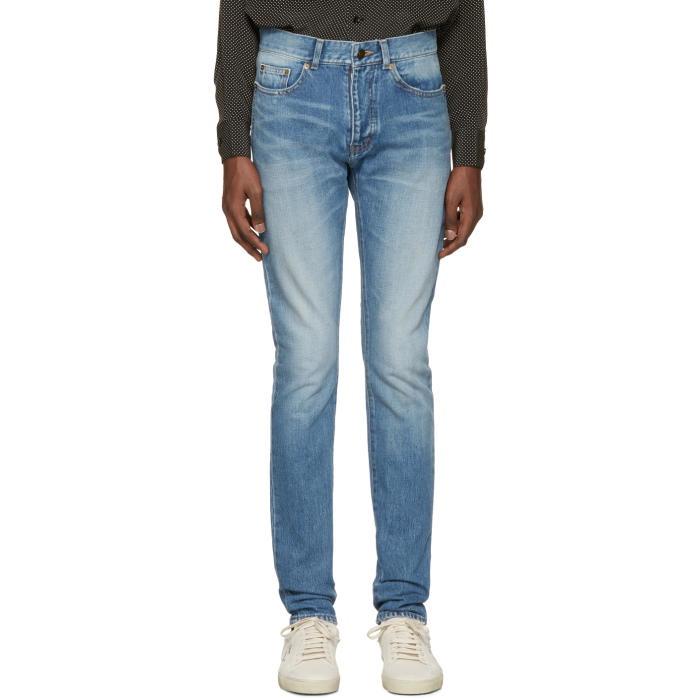 Photo: Saint Laurent Blue Low-Waisted Skinny Jeans