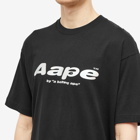 Men's AAPE Laser Foil Back Print Moon Face T-Shirt in Black