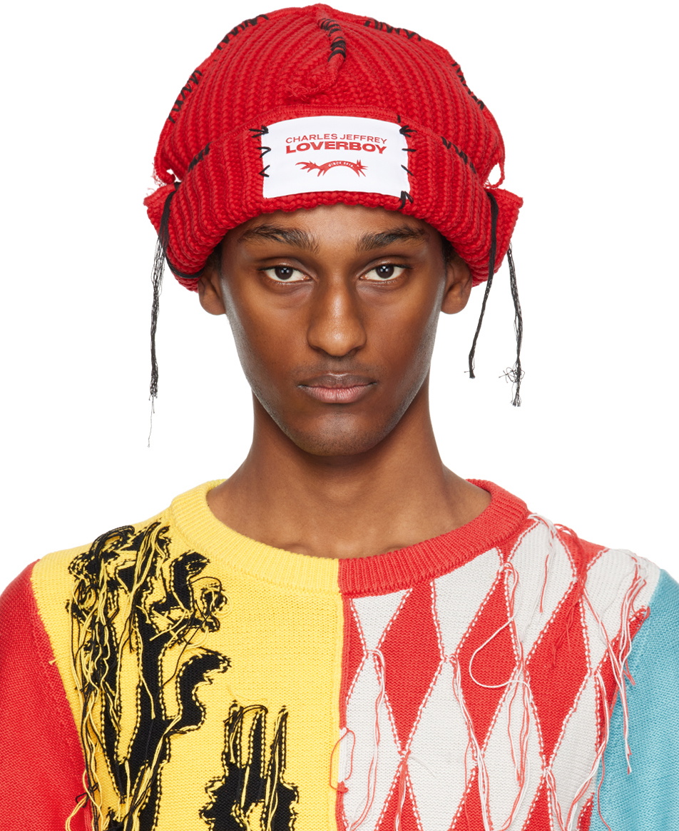 Charles Jeffrey LOVERBOY Red Carolean Beanie Charles Jeffrey Loverboy