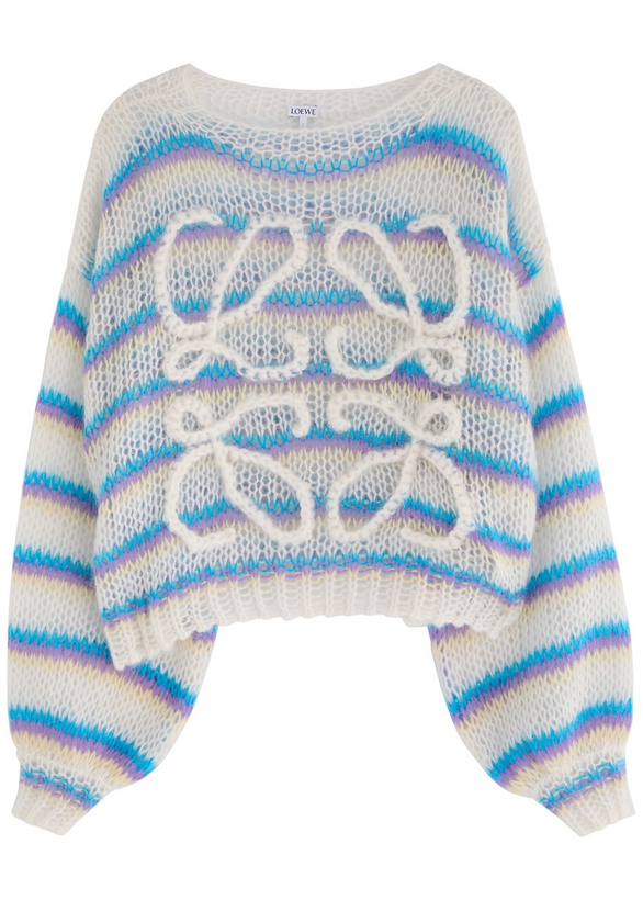 Photo: Loewe Anagram Striped Mohair-blend Jumper White