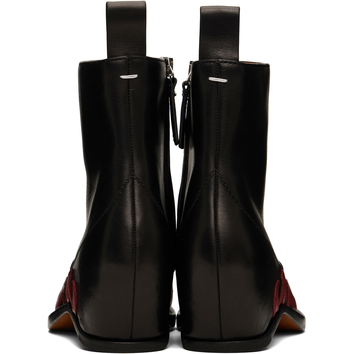 Maison Margiela Black & Red Heel-Less Western Flame Boots