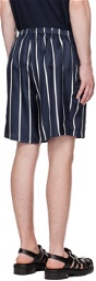 AMI Alexandre Mattiussi Navy Striped Shorts