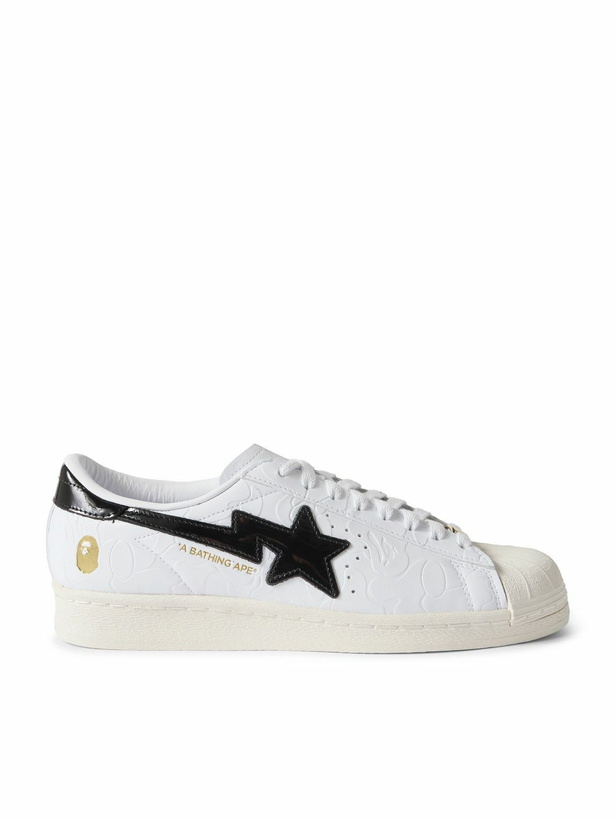 Photo: adidas Originals - BAPE Superstar Logo-Embossed Leather Sneakers - White