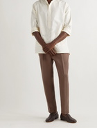 UMIT BENAN B - Straight-Leg Pleated Linen Trousers - Brown