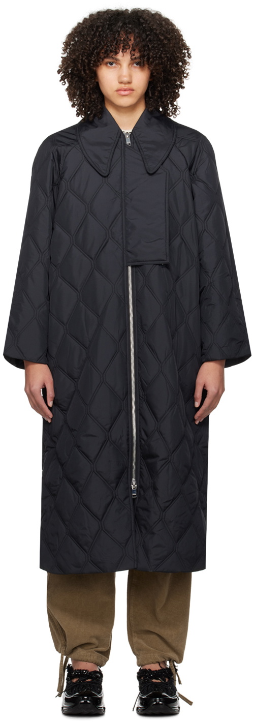 GANNI Black Quilt Coat GANNI