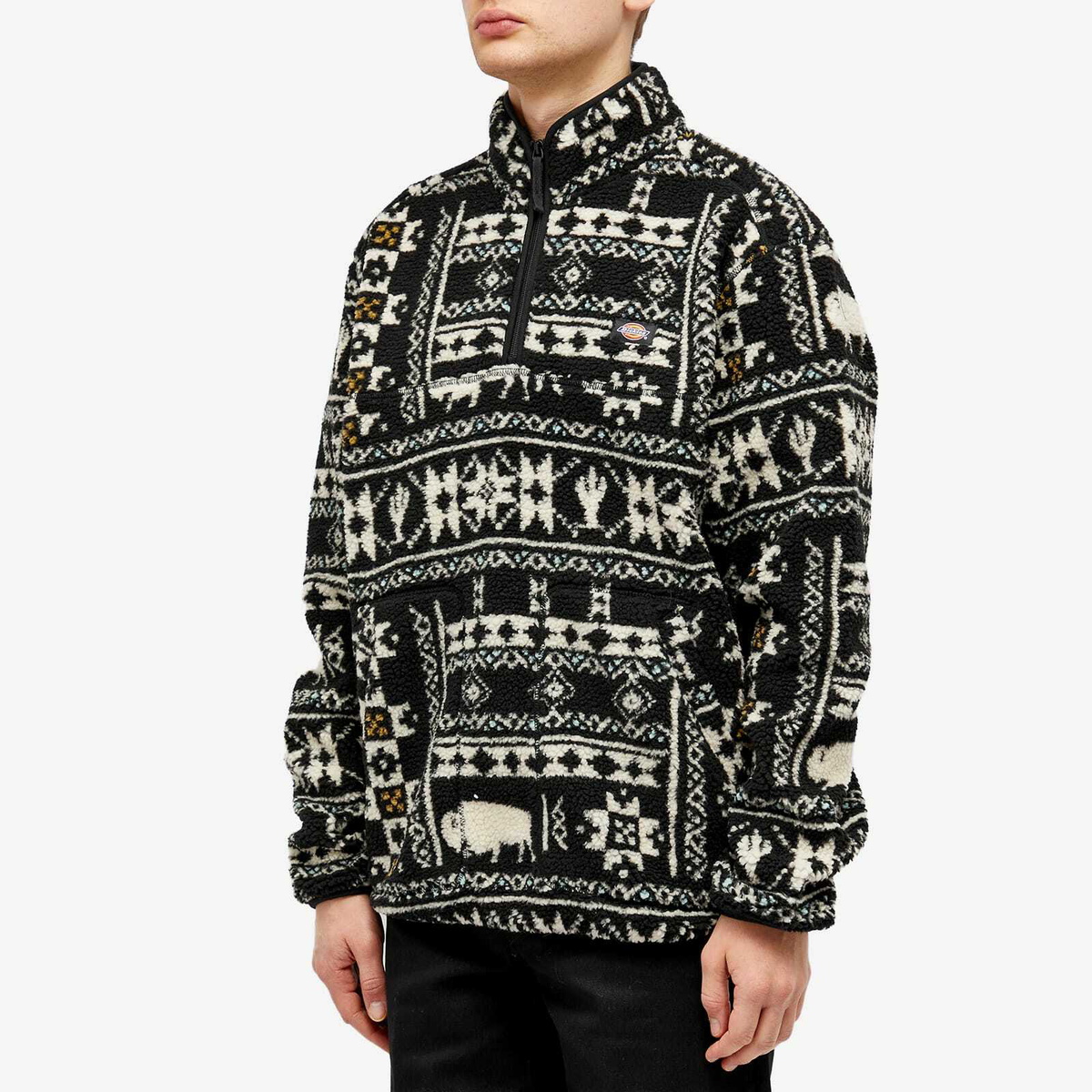 Dickies hays fleece jacket in all over aztec print off white