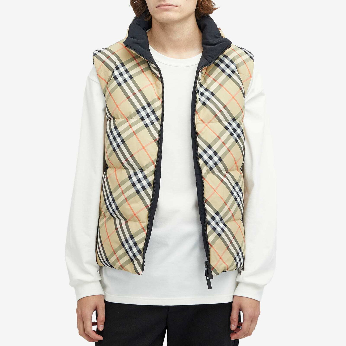 Burberry Men's Nylon Check Puffer Gilet in Sand Ip Check