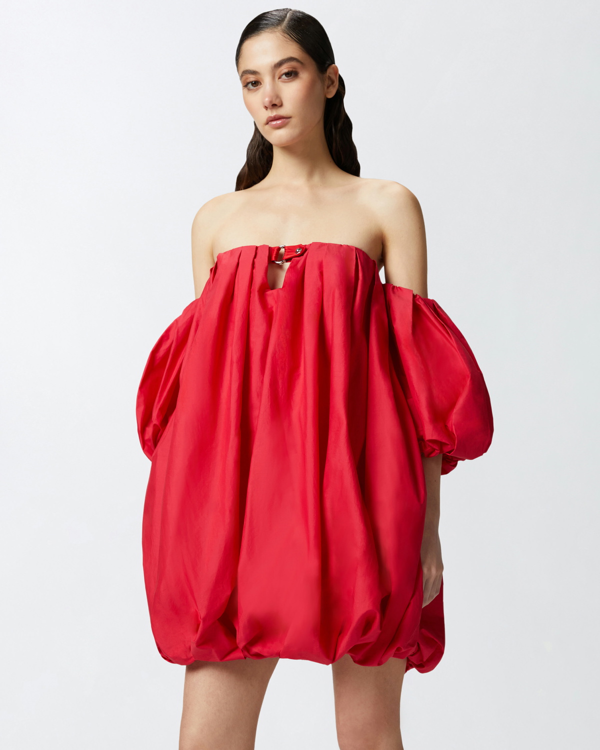 Pinko Poplin Balloon Mini Dress Salsa Red