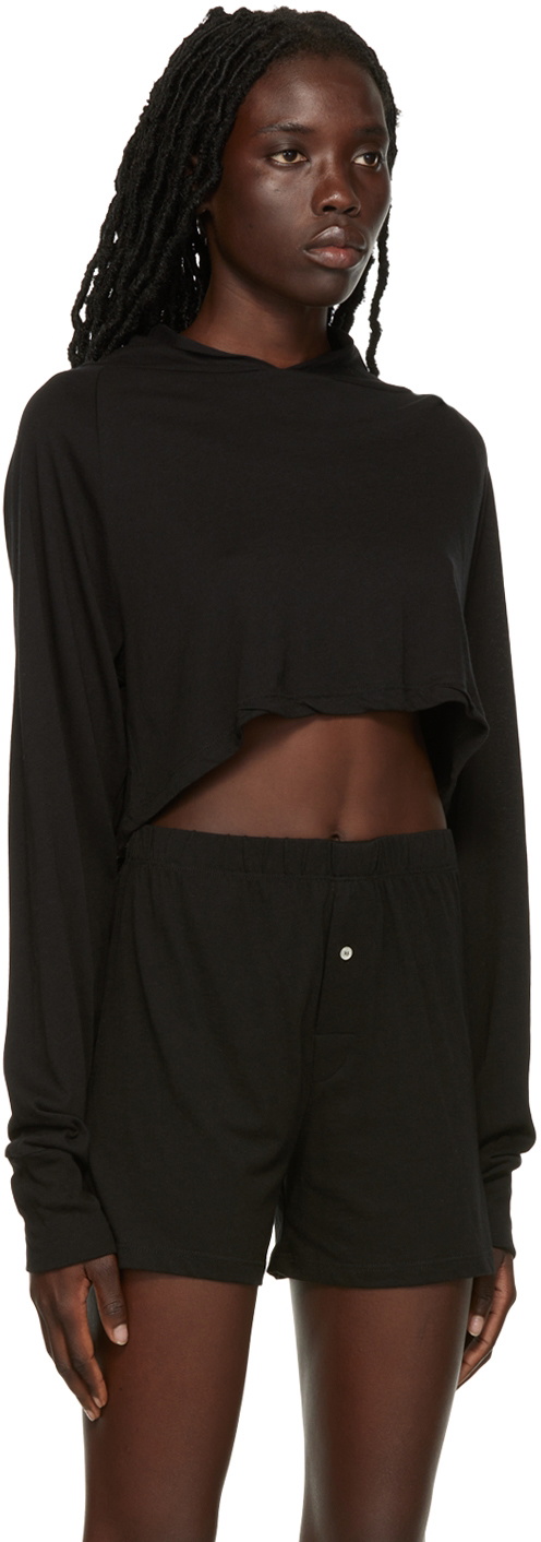 ÉTERNE Black Raglan Cropped Hoodie