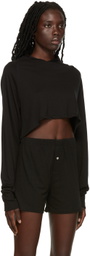 ÉTERNE Black Raglan Cropped Hoodie