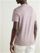 Altea - Lewis Striped Linen and Cotton-Blend T-Shirt - Purple
