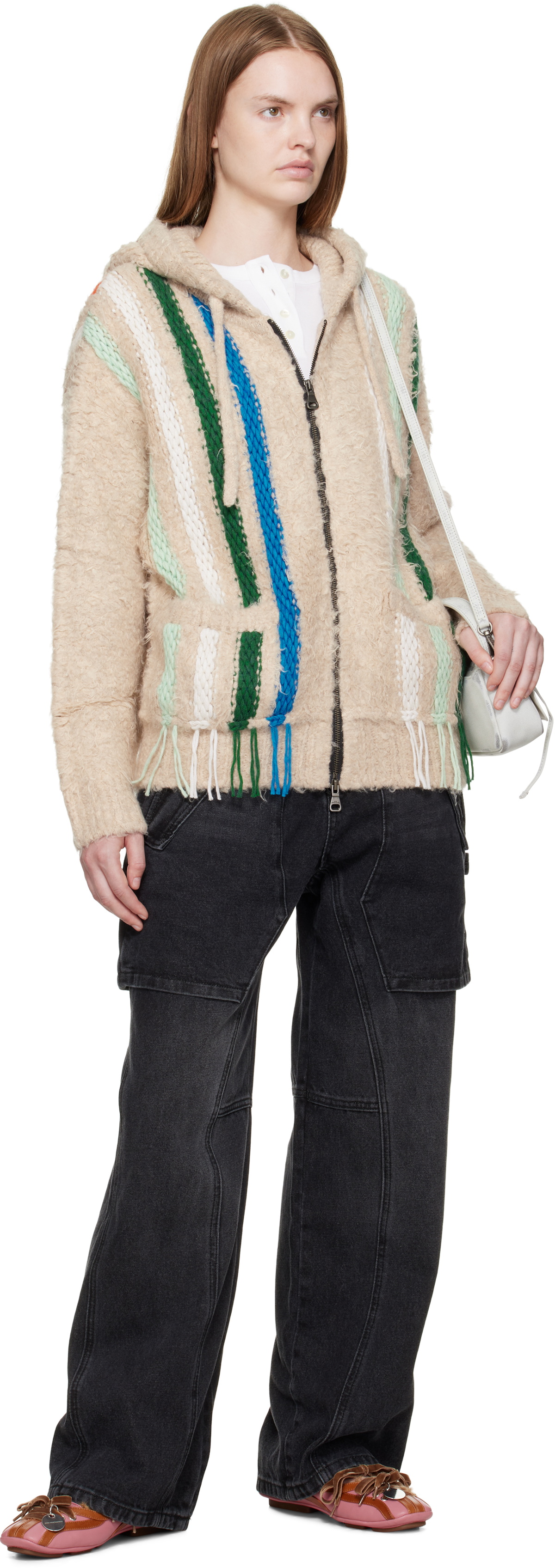 Andersson Bell Off-White Reverse Stripe Knit Hoodie