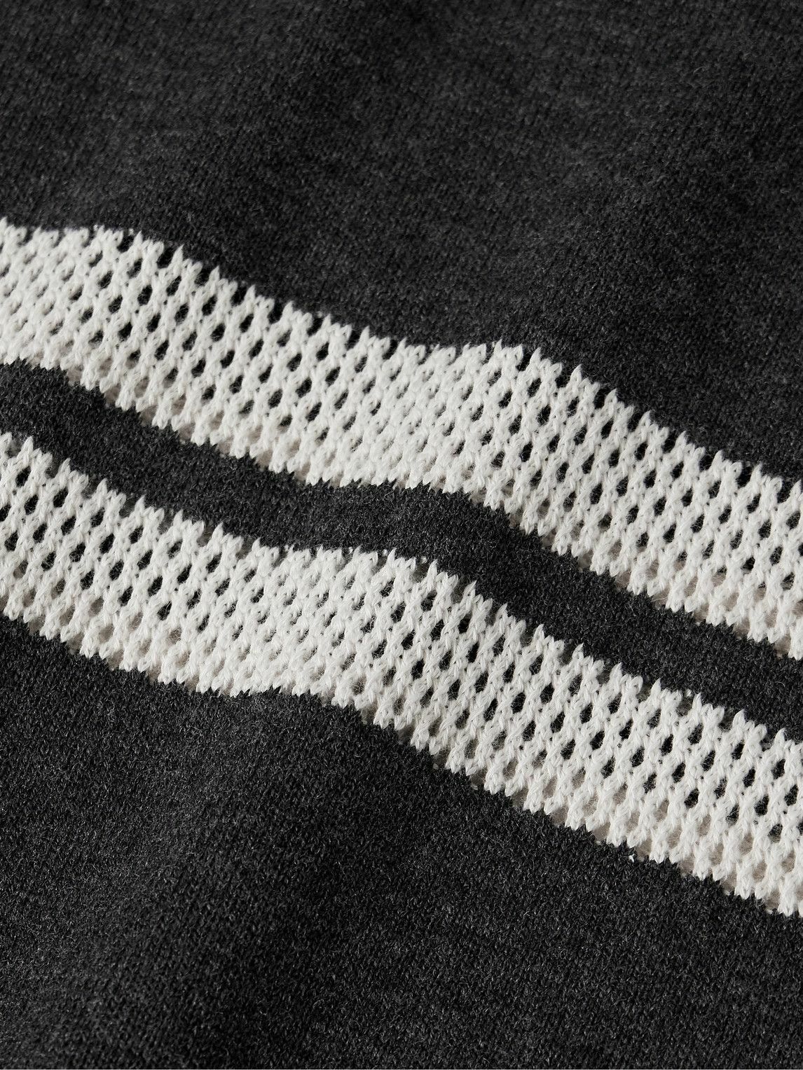 Small Talk - Crochet-Trimmed Merino Wool and Cotton-Blend Polo Shirt - Gray