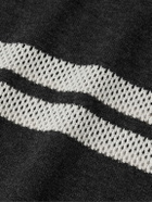 Small Talk - Crochet-Trimmed Merino Wool and Cotton-Blend Polo Shirt - Gray