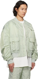 Feng Chen Wang Green Nylon Utility Bomber Jacket
