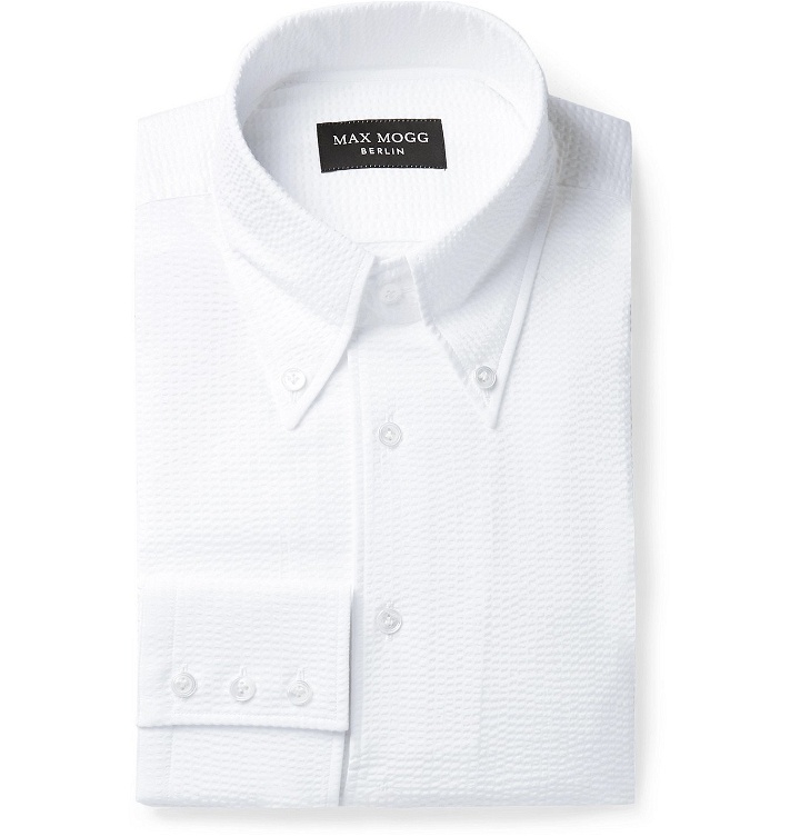 Photo: Maximilian Mogg - Button-Down Collar Cotton-Seersucker Shirt - White