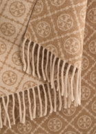 Tory Burch Logo-monogrammed Wool-blend Scarf - Camel - One Size