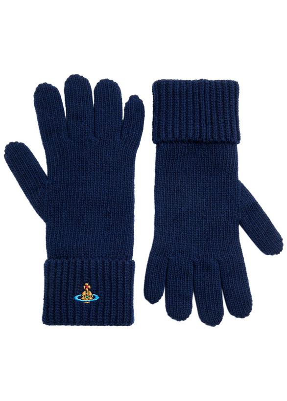 Photo: Vivienne Westwood Orb-embroidered Wool Gloves Navy