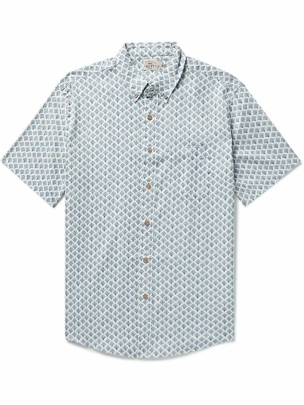 Photo: Faherty - Breeze Button-Down Collar Printed Stretch Hemp-Blend Shirt - Blue