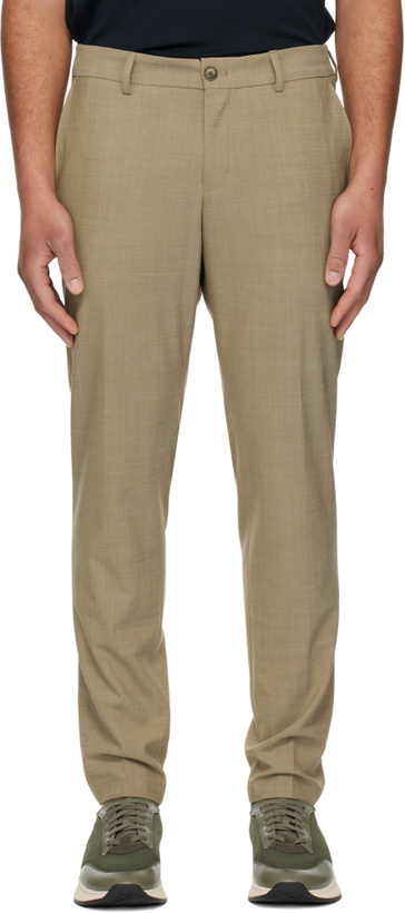 Photo: BOSS Beige Washable Slim-Fit Wool Blend Trousers