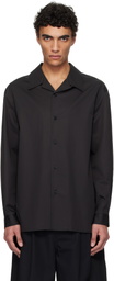 AMOMENTO Black Open Collar Shirt