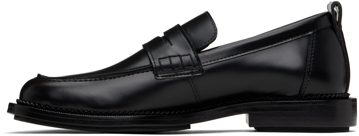 AMI Paris Black Leather Anatomical Toe Loafers