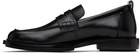 AMI Paris Black Leather Anatomical Toe Loafers
