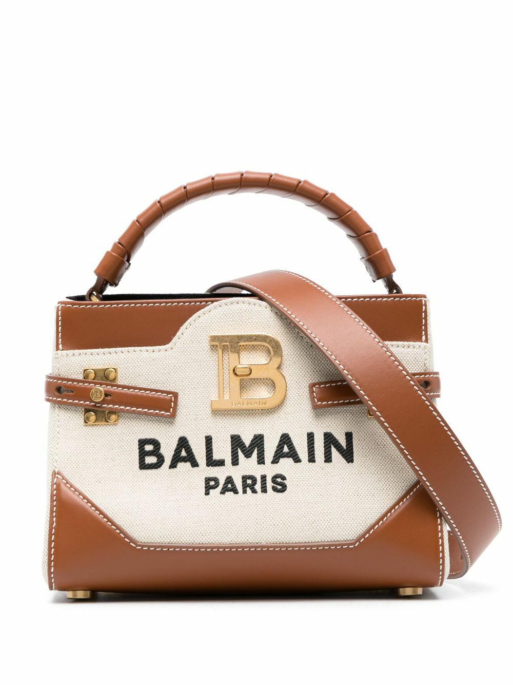 BALMAIN: B-Buzz 24 bag in crocodile-print leather - Green